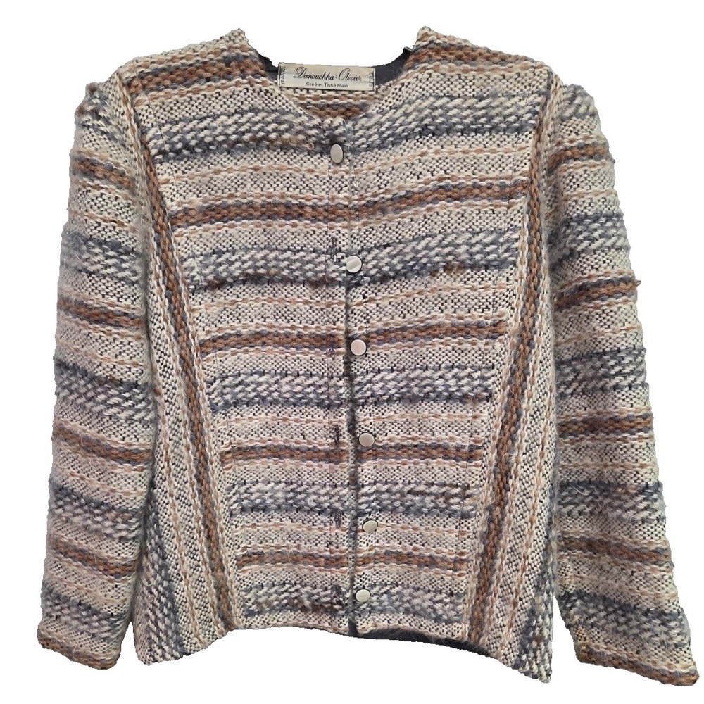 Danouchka-Olivier France Vintage Handmade Wool Sweater Jacket Buttons‎ S/M